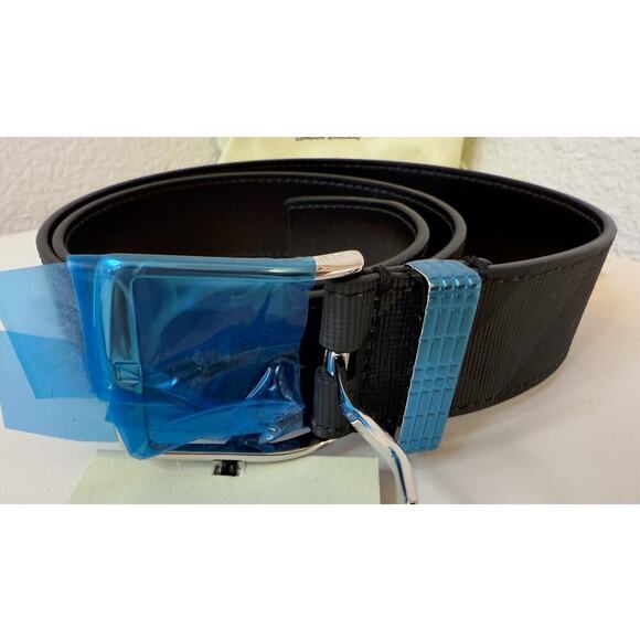 Burberry Reversible Check Belt Charcoal / Silver Mens  SIZE 34 WIDTH 35mm NWT - Picture 4 of 6